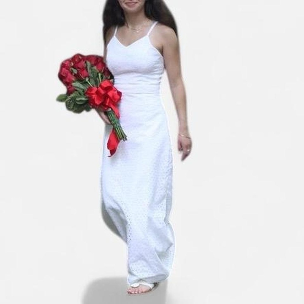 Custom white eyelet maxi dress